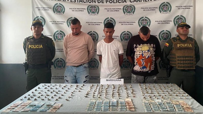 Policía captura a tres presuntos expendedores en los Montes de María