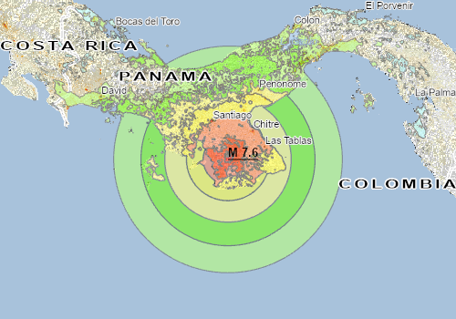 Mapa de intensidad del terremoto en Panamá Mapa oficial de intensidad sísmica del terremoto en Panamá